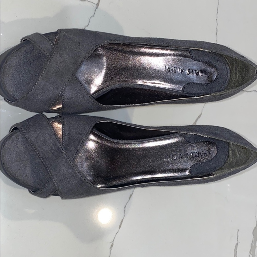 Gray cloth heels